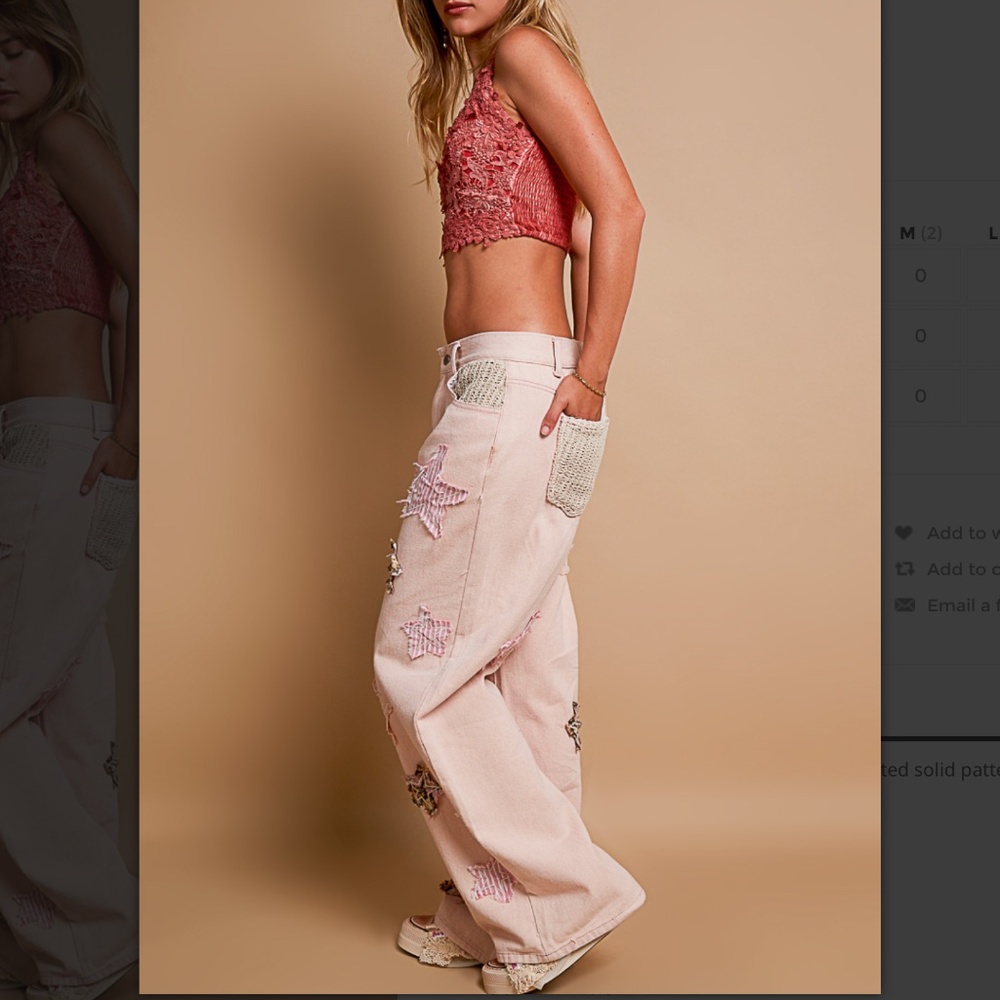 POL 🩵 216 POL Star Patched Jean Pants in Mauve SR36 - Picture 5 of 5